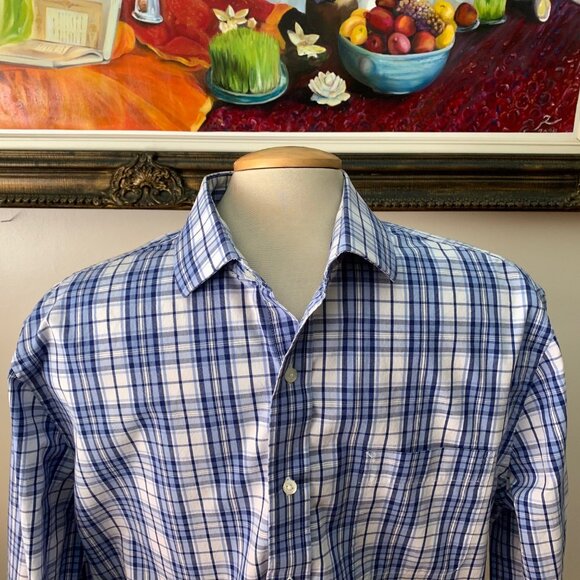 Tommy Hilfiger Men’s 16 1/2 Shirt Slim Fit Checkered Button Down Long Sleeves - Picture 2 of 9